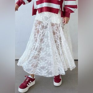 White Lace Skirt With Built In Shorts